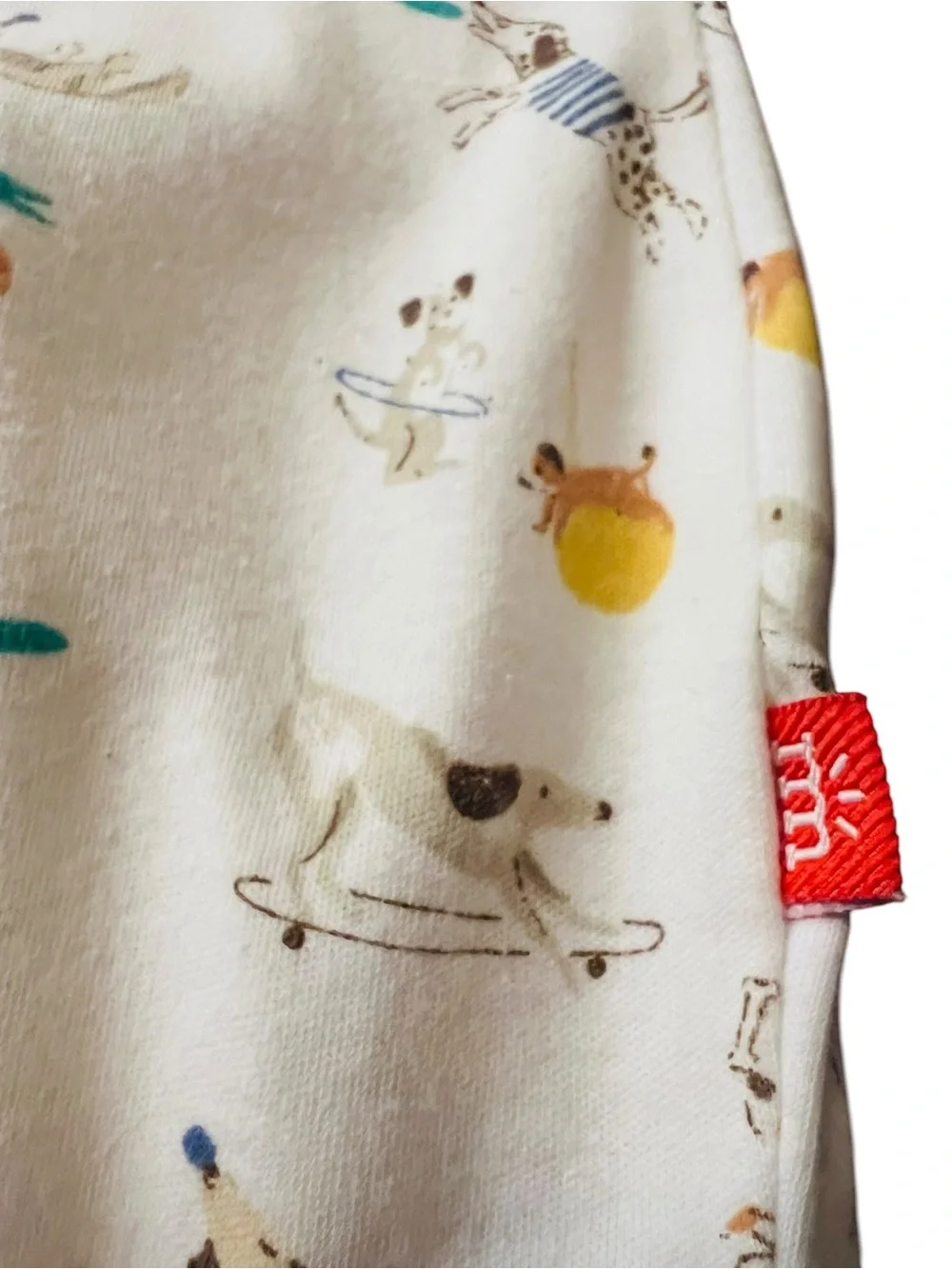 Magnetic Me White Footed One-Piece with Blue Trim and Dog Print Size 3-6 Months